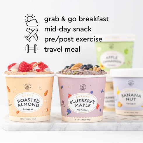 6 Pack Mylk Labs Roasted Almond Protein Oatmeal Cups, Whole Grain, Low Sugar, High Fiber Breakfast with Superfoods