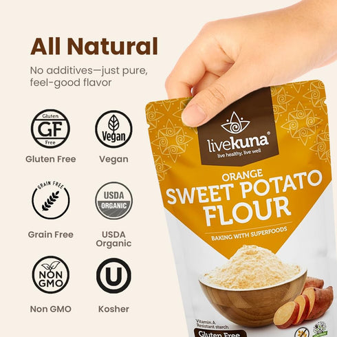 LiveKuna - Orange Sweet Potato Flour, Sweet Potato Flour for Baking, Gluten-Free Baking Flour, Alternative for Almond
