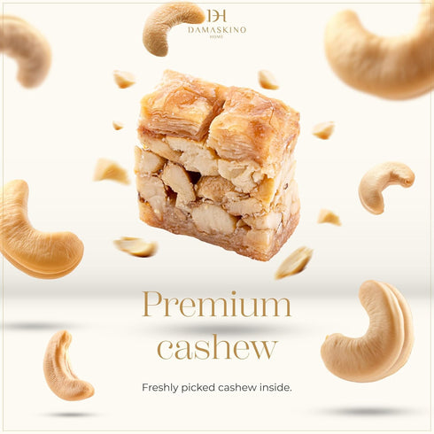 10.5oz 25 Damaskino Home Assorted Baklava Gift Box Pieces of Pistachio & Cashew Turkish Baklava Pastry Dessert