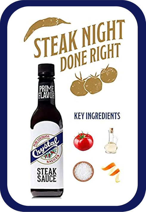 10 Crystal Louisiana's Steak Sauce, Ounce, Compliments Steak, Chicken, Pork, Grilled, Baked or Fried, Zesty & Smoky