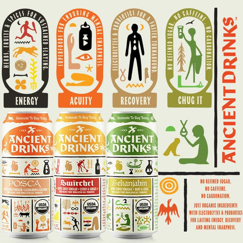 Pack 16 oz 12 Pack ANCIENT DRINKS Apple Cider Vinegar Electrolyte Drink with Probiotics Organic Hydration Beverage