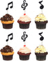 Honbay 48PCS " Glitter Music Notes Cupcake Toppers Musical Symbols Cake Toppers Fruit Dessert Picks Cake Decorations