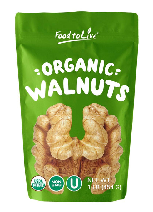 Organic California Walnuts Halves & Pieces, 1 Pound Non-GMO, Raw, Unsalted, Shelled,
