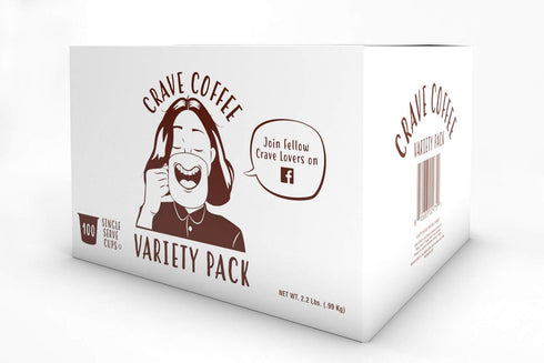 2.0 Pack, 100 Count Crave Beverages Flavored Coffee Pods Sampler, Compatible with K-Cup Brewers, Single Serve Assorted