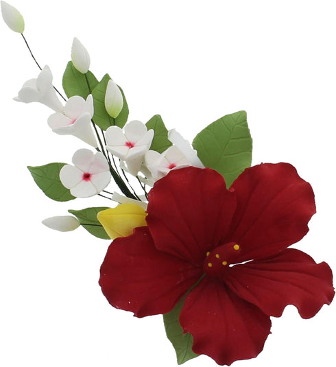 Global Sugar Art Hibiscus Sugar Cake Flowers Spray Cake Topper Red Hawaiian