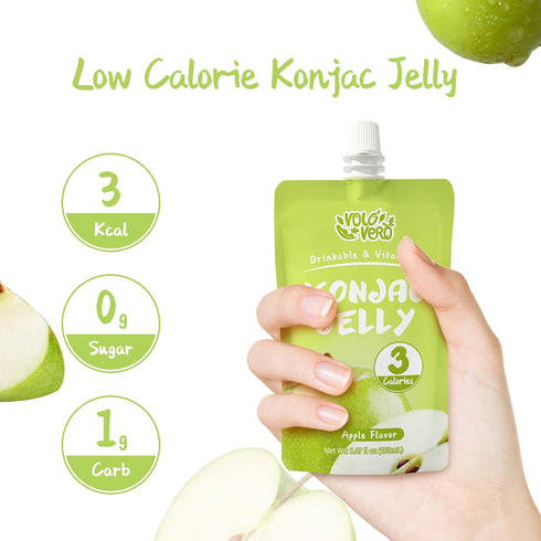 20 Packs, (3 0 VOLO VERO Konjac Jelly Squeeze Pouch Healthy Snacks, Low Calories Kcal), Drinkable, Sugar, Gluten Free