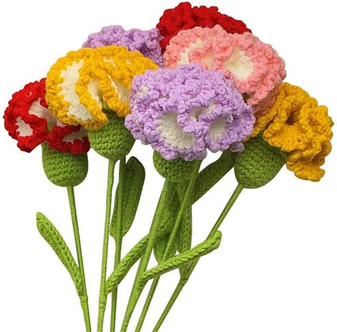Hcclijo Hand-Knitted Carnation Bouquet for Mother's Day