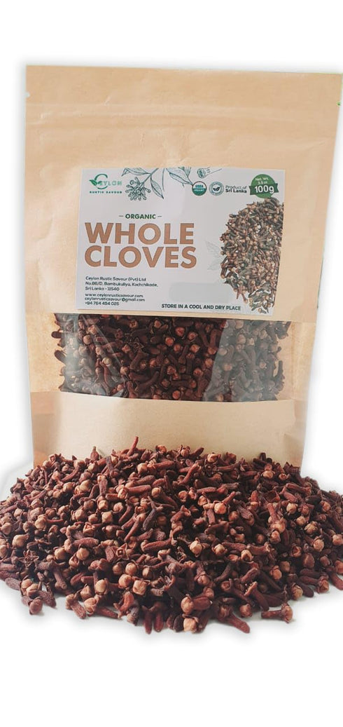 Ceylon Rustic Savour 3.5 oz Organic Whole Cloves USDA Organic Certified Aromatic Clove Spice in Resealable Pouch