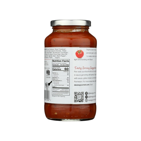 24 oz 3 Pack Dave's Gourmet Organic Heritage Red Tomato Pasta Sauce Vegan and Gluten Free jar- Jar