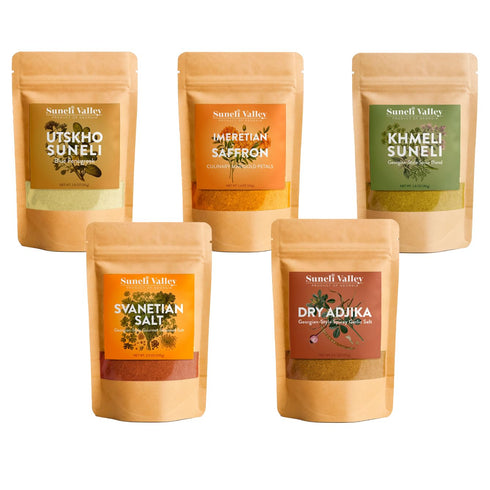 Ultimate Georgian Spice 5-Pack Supra Gift Set - Dry Adjika, Khmeli Suneli,