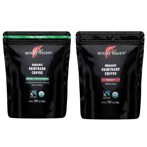 Mount Hagen 7.05oz Organic Freeze Dried Instant Caffeinated + Decaffeinated Coffee Resealable
