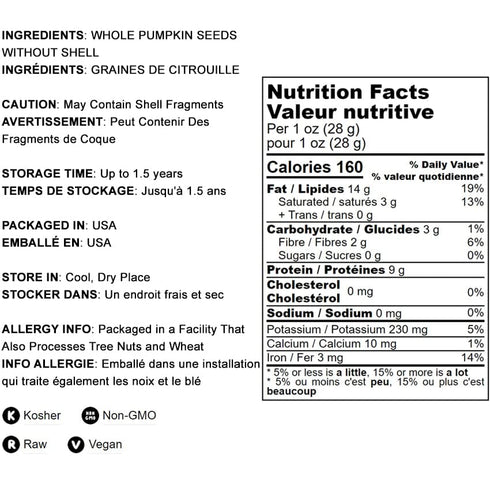 Food to Live Raw Pepitas, 8 Ounces, Non-GMO, Pumpkin Seed Kernels, Vegan, Kosher, Keto