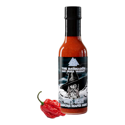 The Ragnarok Hot Sauce Company Odin’s Wrath Carolina Reaper Hot Sauce 5oz, Vegan Sauce with Fiery Blend of Peppers
