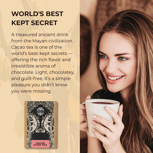 100% 8 oz Origen Cacao Husk Tea Natural Cacao Shell Zero Sugar, Caffeine-Free Superfood Healthy Chocolate Tea