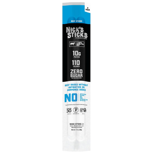 100% Whole30 (12 1.7oz. Packages 2 Nick's Sticks Clean & Balanced Grass-Fed Beef Snack Sticks | Made in the USA |