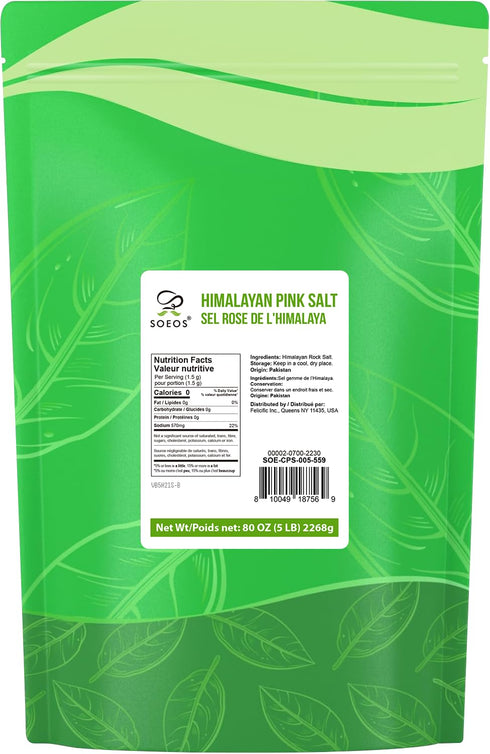 5 Lbs (Pack 1), Soeos Himalayan Pink Salt, Coarse Grain, of Himalayan Pink Sea Salt for Grinder Refill