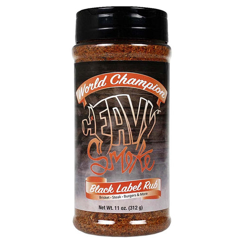 Heavy Smoke Black Label Seasoning 11 oz - Championship BBQ Rub for Steak, Brisket, and Burgers