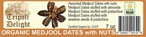 7 oz Organic Medjool Stuffed Date with Nuts : Assorted Almond, Pistachios, Sesame Seeds