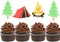 LaVenty Camping Cupcake Toppers - Happy Camper Birthday Party Decor, Woodlands and Lumberjack Party Decor