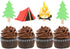 LaVenty Camping Cupcake Toppers - Happy Camper Birthday Party Decor, Woodlands and Lumberjack Party Decor