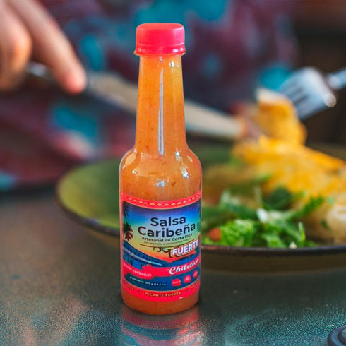 10.5 oz 2 Pack Chiletico Caribbean Hot Sauce, Strong Heat Level Handcrafted from Costa Rica with Fresh Vegetables