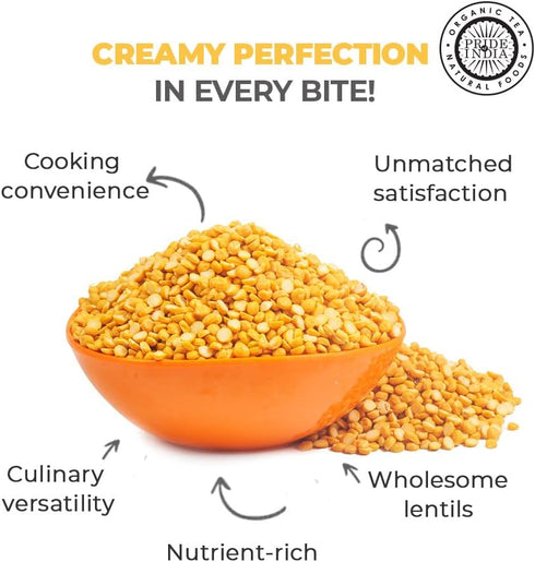3.0 Pride Of India - Indian Split Yellow Chickpea Lentils - Protein & Fiber Rich Chana Dal, Pound Jar
