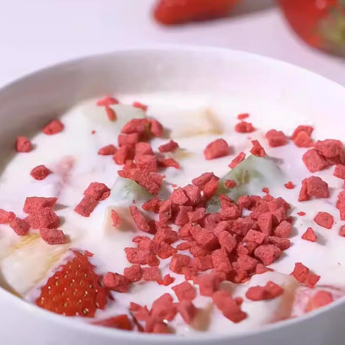 17.6 Oz/500g, 100% (17.6 oz) Premium Freeze Dried Strawberries Pieces Crispy Diced Strawberries Dried, Natural & No