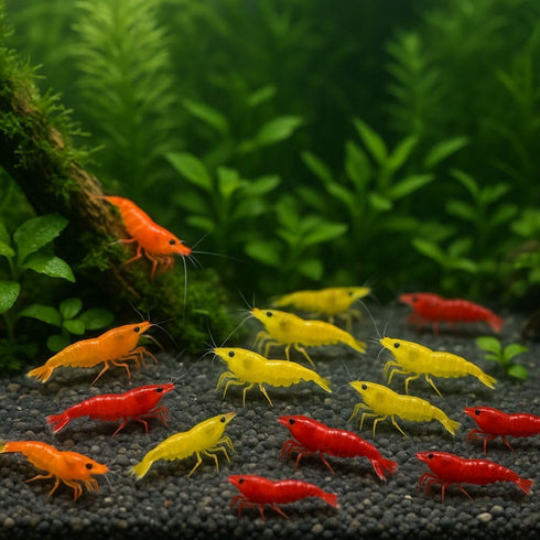 15+ RedYellow-Orange Live Freshwater Shrimp High Grade Live Shrimps - Freshwater Shrimp