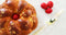 Generic Traditional Greek Easter Bread Tsoureki with Red Chocolate Egg, Braided Sweet Brioche
