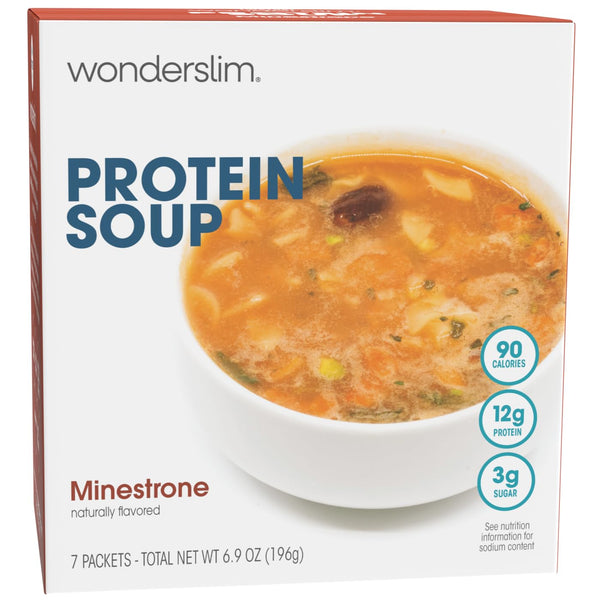 WonderSlim Protein Soup, Minestrone, 90 Calories, 12g Protein, Low Sugar (7ct)