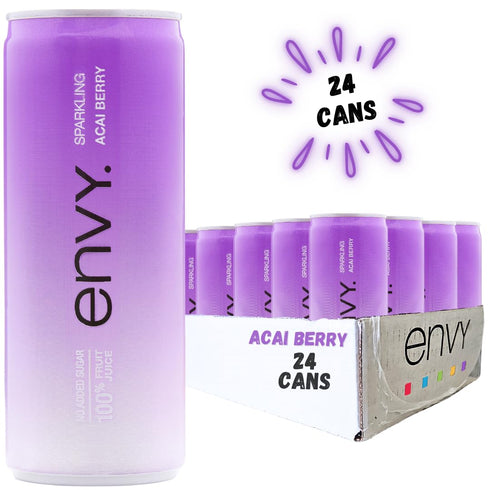100% 8oz 24) Envy Sparkling Fruit Juice, Acai Berry (Case
