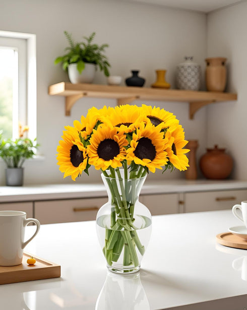 10 Stargazer Barn Stem Sunflower Bouquet Mothers Day Flowers for Mom Fresh Flower Delivery, Farm Fresh, Hand-Tied