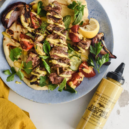 8.25 Terrapin Ridge Farms Coconut Curry Aioli Garnishing Sauce One Ounce Squeeze Bottle Gluten-Free, Keto-Friendly, Low