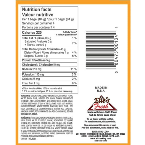Elie's 6 packs 4 pack 24 1 Count Sesame Bagels - of bagels per - total bagels - NOT GLUTEN FREE