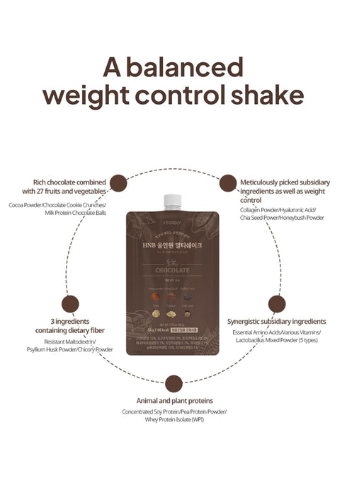 Chocolate(50g*7 Packs) 7-Day Packs (12.35 oz) Korean Food All-In-One Multi Shake Dietary Fiber, Essential Amino Acids