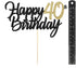 PALASASA Black Gold Glitter Happy Birthday Cake Topper, 40th Anniversary/Birthday Party Decoration
