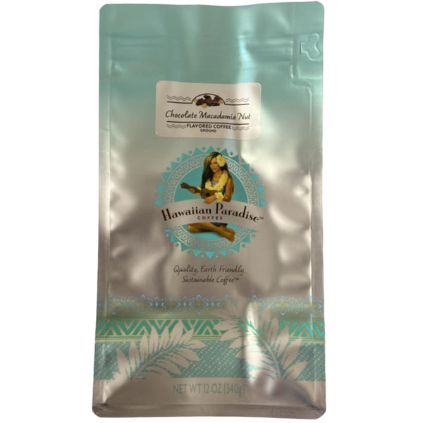 Hawaiian Paradise Coffee Chocolate Macadamia Nut Ground Coffee, 12oz Bag, 100% Arabica Beans, Premium Flavor