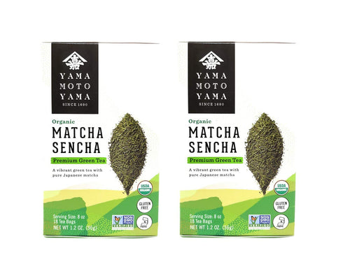 Yamamotoyama Organic Matcha Sencha Premium Green Tea, 2 Pack, Total of 16oz