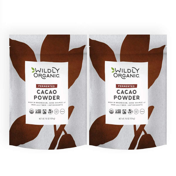 Wildly Organic Fermented Cacao Powder 2-Pack 16 Oz, 1 lb Bags -