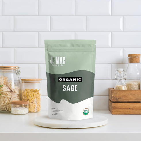 (4 oz), Albanian J Mac Botanicals, Organic Rubbed Sage Certified USDA Organic, Dried Rubbed Sage Leaf. Culinary