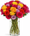 BloomsyBox MultiColored Real Roses Bouquet - Two Dozen Rainbow Roses, 25 Long