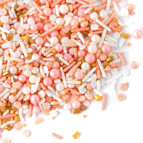 Sweets Indeed Sprinkles - Peach Rose Gold Edible Sprinkle Mix for Cake Decorations, Baking, Ice Cream, Cookies