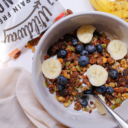 8 oz Wildway Keto Granola | Peach Pecan | Grain-Free, Certified Gluten-Free Cereal | Vegan, Low Carb | No Sugar Added |