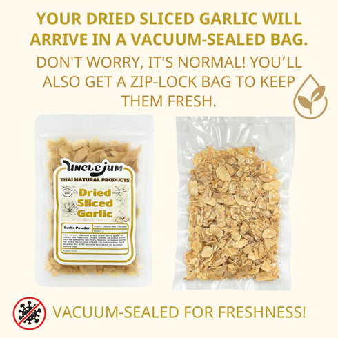 (50grams,1.76 oz) Thai Garlic Flakes Premium Dehydrated Garlic Slices for Cooking, Stir Fry, and Soup Authentic Thai