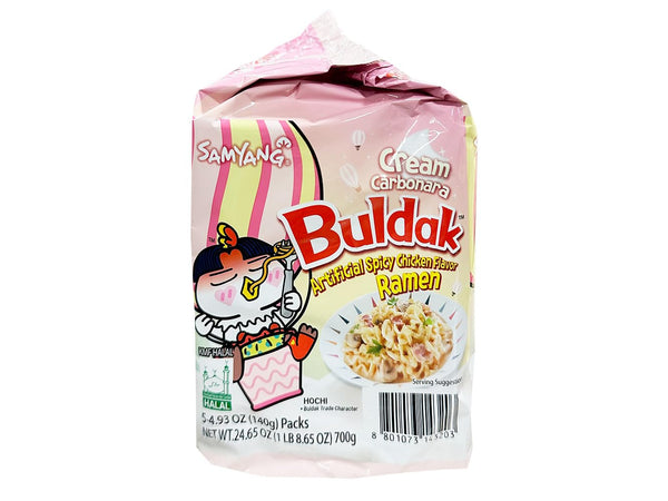 Samyang Buldak Hot Chicken Spicy Ramen Korea Instant Packaged Noodles,4.93 oz,Cream Carbonara,5 Pack