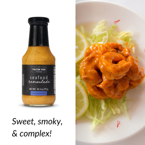 10.5 oz Fulton Fish Market Seafood Remoulade, Cajun-Inspired Creamy Dipping Sauce for Fried Fish & Shrimp, New Orleans