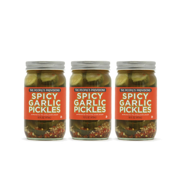 The People's Provisions - Spicy Garlic Pickles 16oz - Crunchy, Spicy, Thick