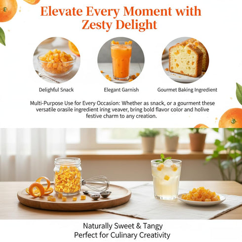 JKPDAMZ 1.76 800g, Ib Candied Glazed Orange Peel Dices, Chopped Sweet Orange Peel Cubes Granules, for Cake Baking