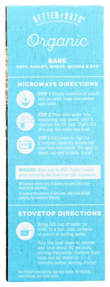 (Pack 3) Betteroats Raw Pure & Simple Organic Bare Instant Multi Grain Hot Cereal with Flax of by Better Oats