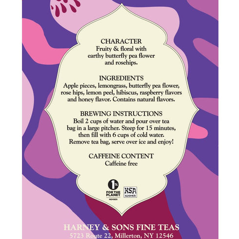 2-quart Harney Fresh Brew Iced Tea Indigo Punch, Butterfly Pea Flower, Three bags